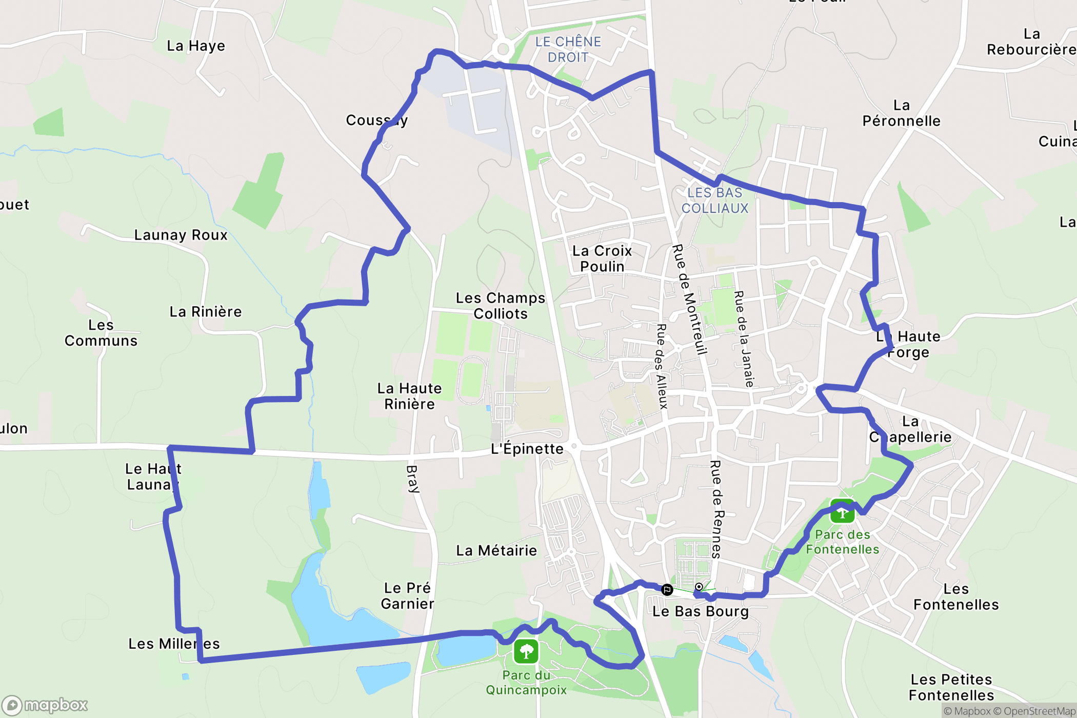 Melesse : carte du parcours de randonnée - France
