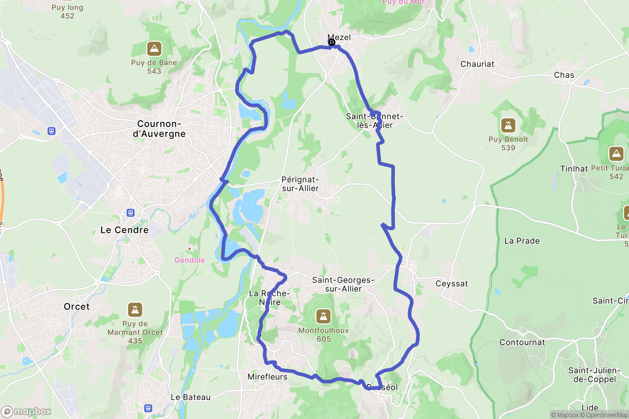 Mur-sur-Allier : carte du parcours de randonnée - France