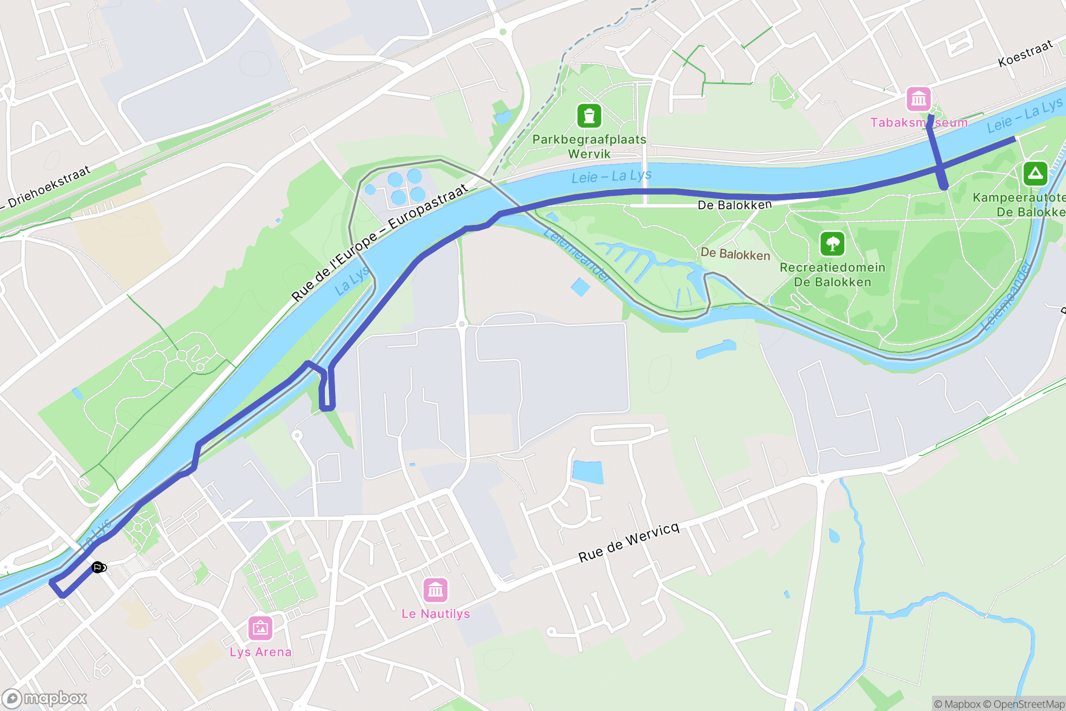 Comines : carte du parcours de randonnée - France