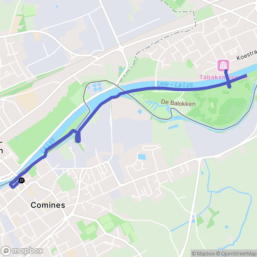 Comines : carte du parcours de randonnée - France