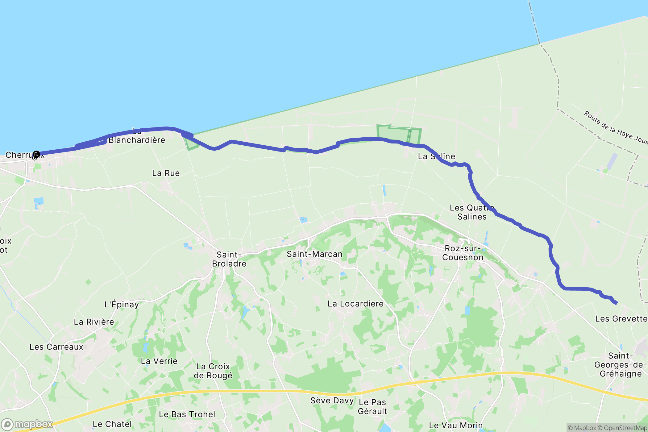 Cherrueix : carte du parcours de randonnée - France