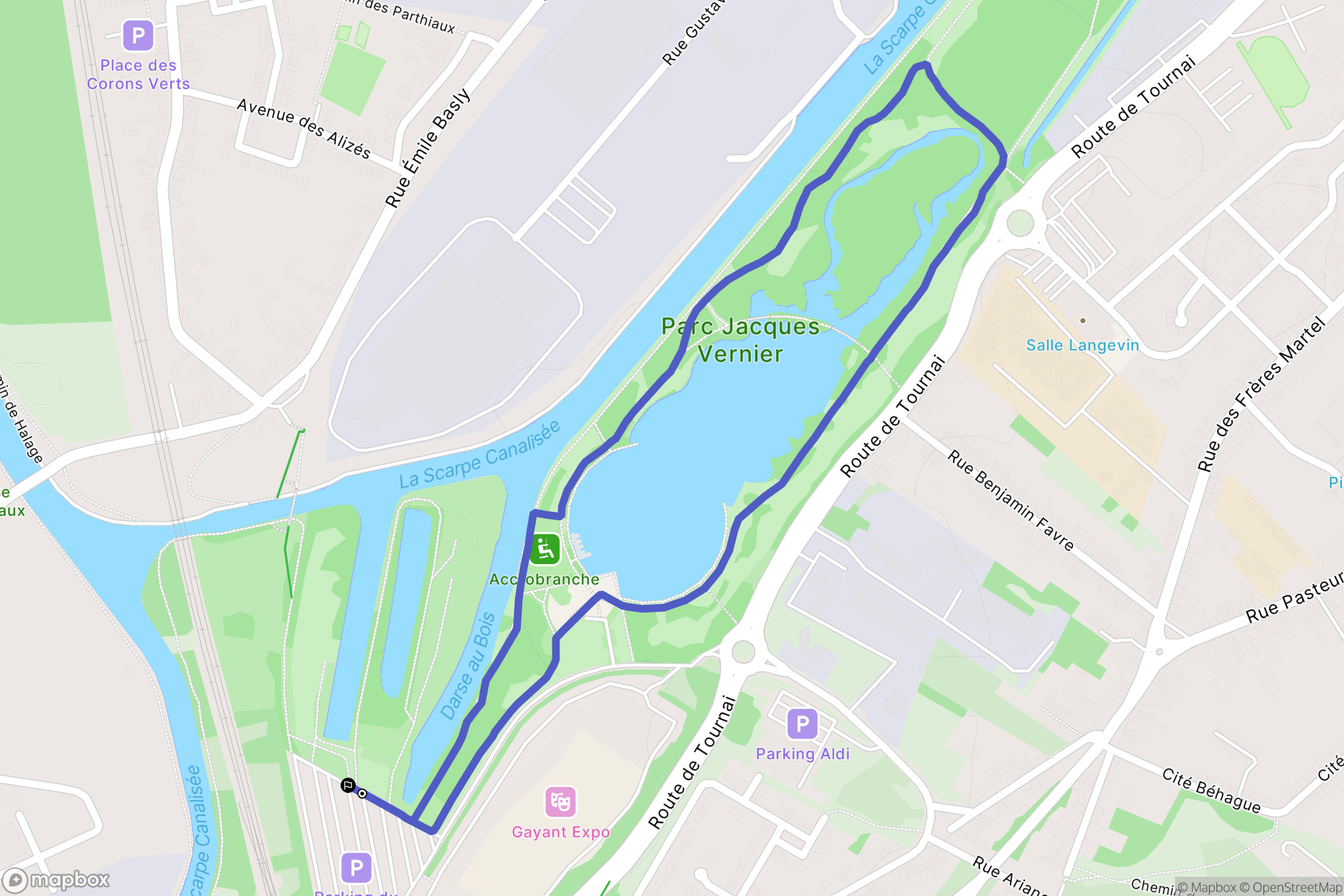 Douai : carte du parcours de randonnée - France