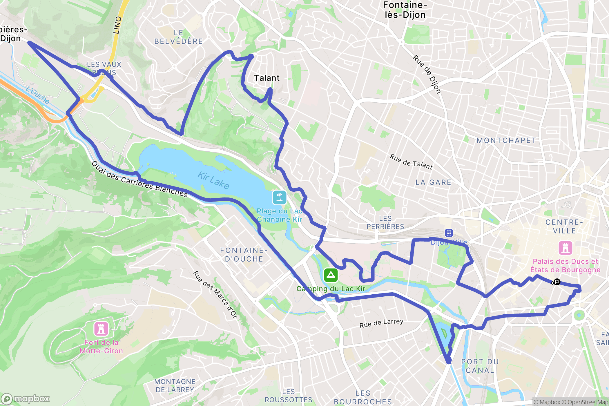 Dijon : carte du parcours de randonnée - France
