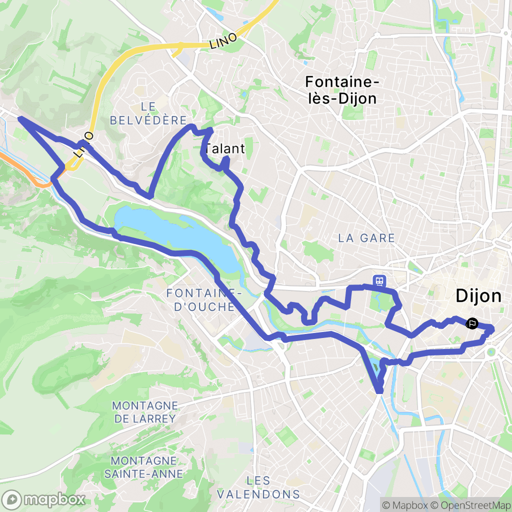 Dijon : carte du parcours de randonnée - France