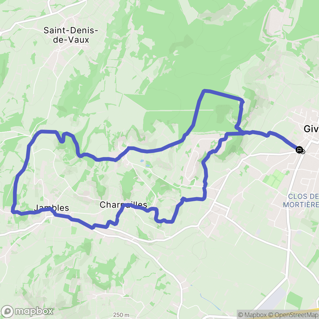 Givry : carte du parcours de randonnée - France