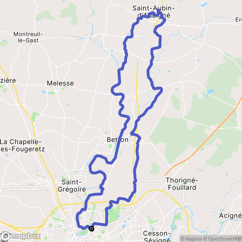 Rennes : carte du parcours de randonnée - France