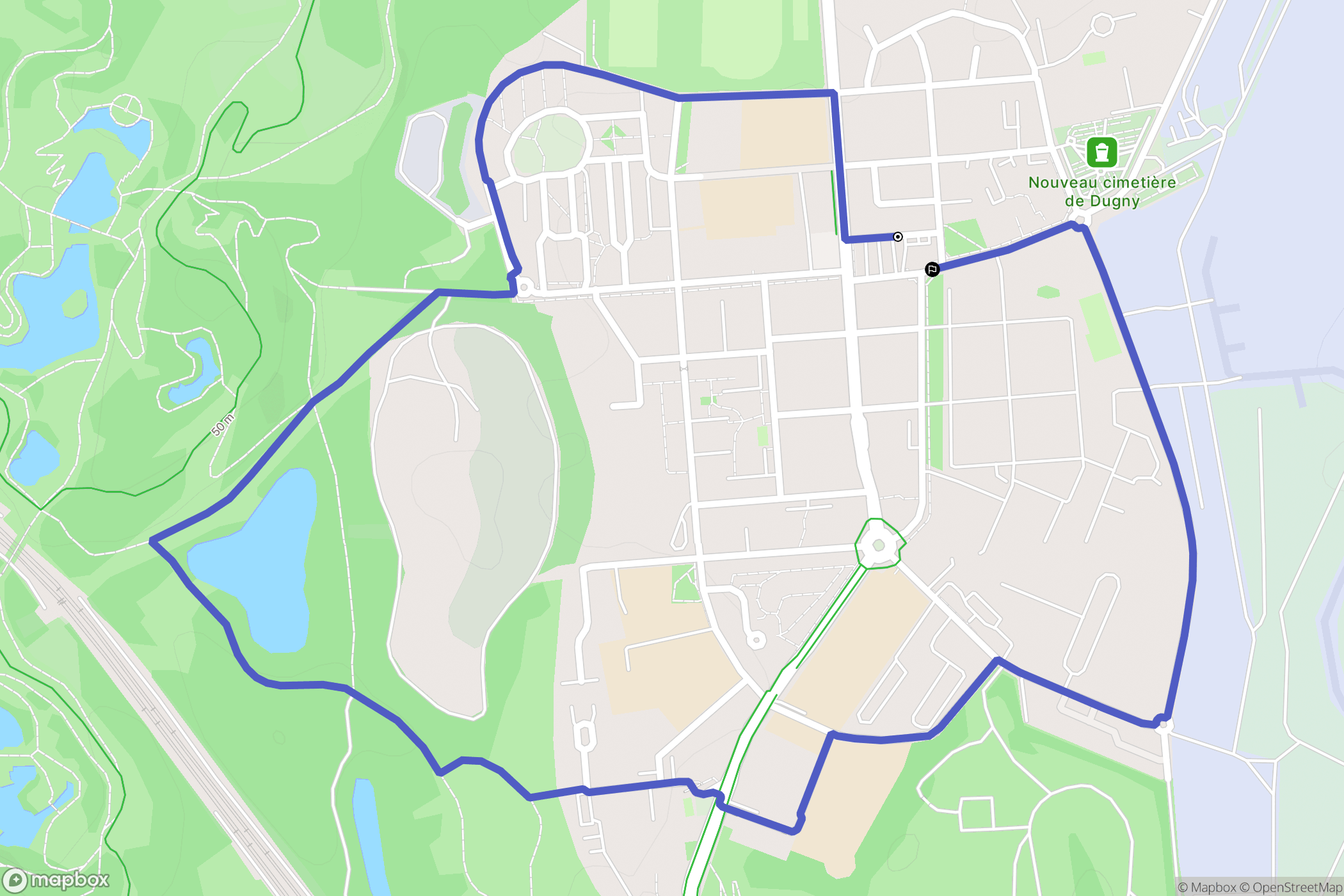 Dugny : carte du parcours de randonnée - France