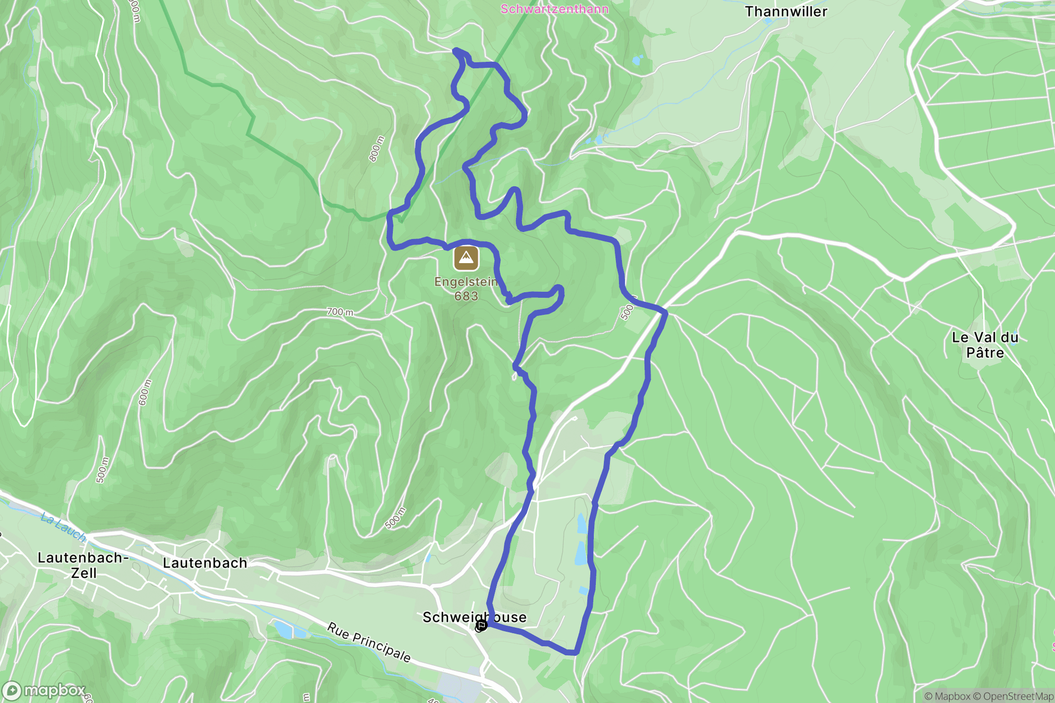 Lautenbach : carte du parcours de randonnée - France