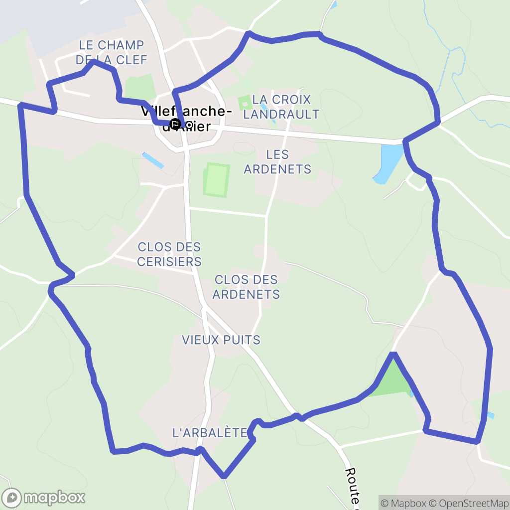 Villefranche sur Allier : carte du parcours de randonnée - France
