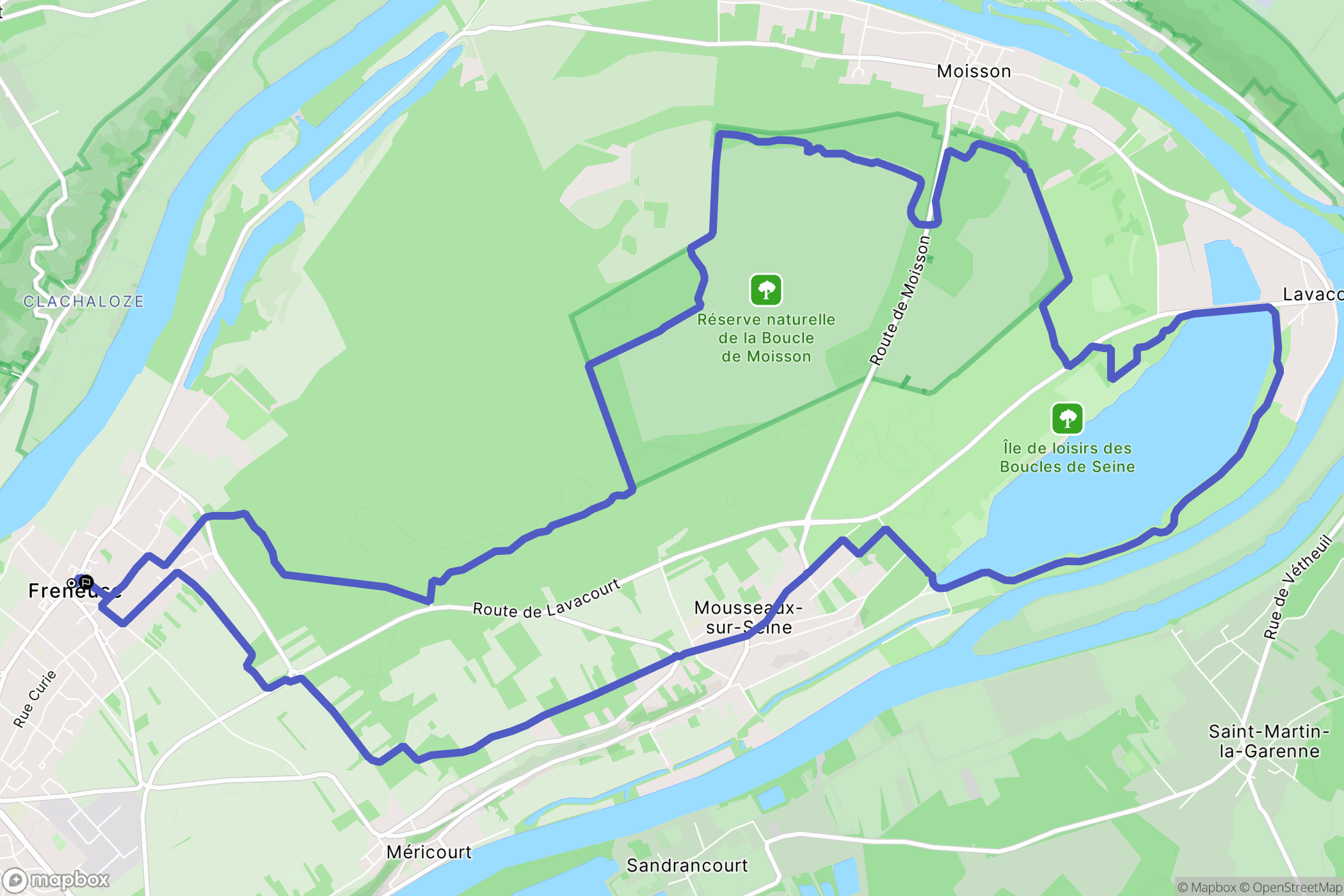 Freneuse : carte du parcours de randonnée - France