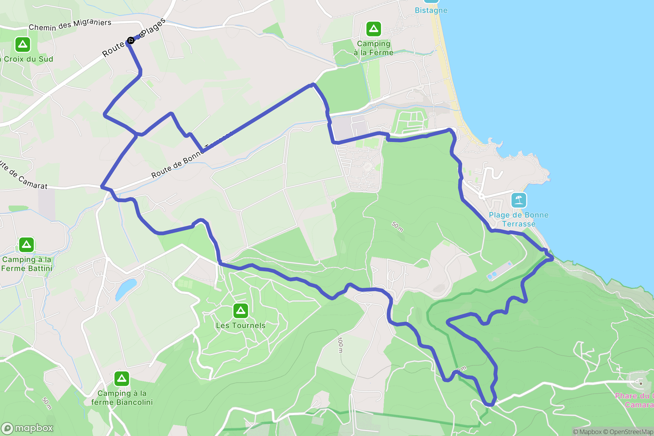 Ramatuelle : carte du parcours de randonnée - France