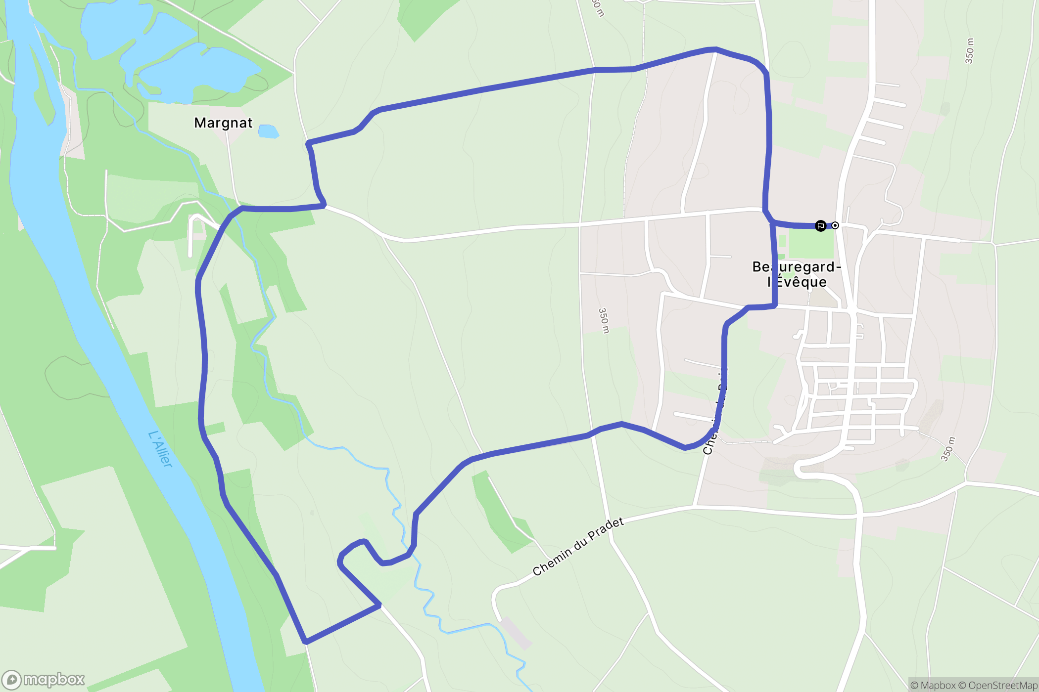 Beauregard-l'Évêque : carte du parcours de randonnée - France