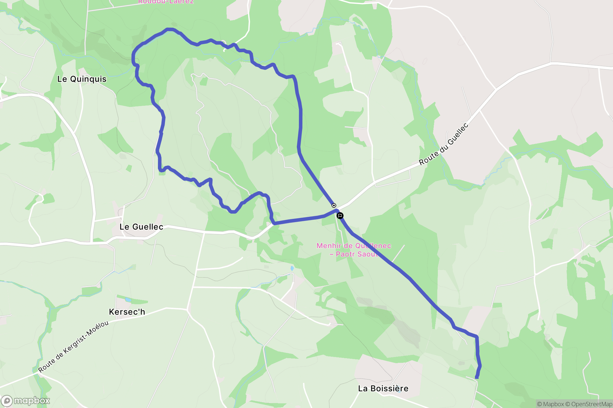 Locarn : carte du parcours de randonnée - France