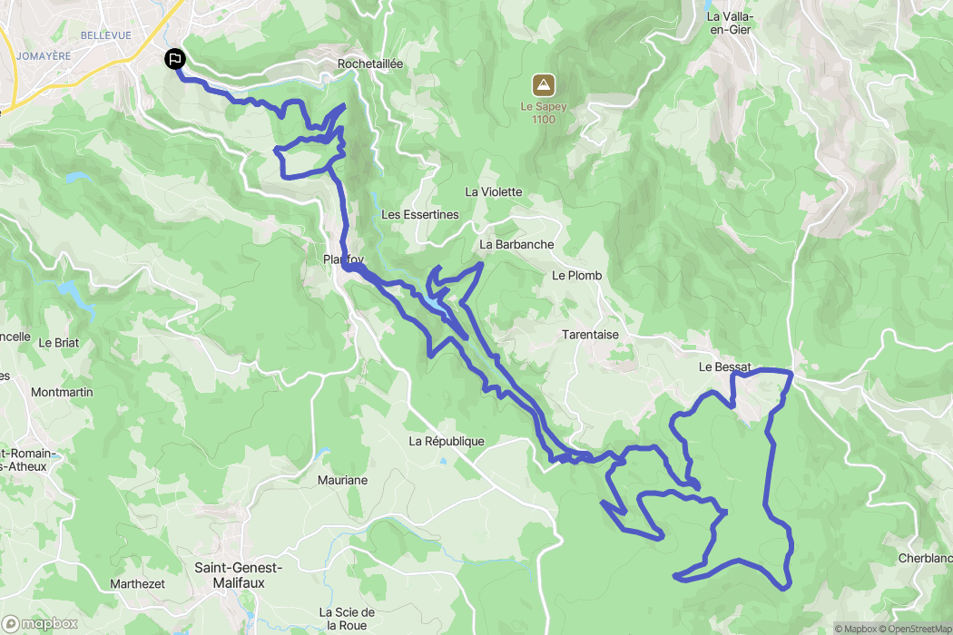 Saint-Étienne : carte du parcours de randonnée - France