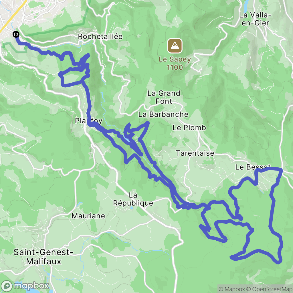 Saint-Étienne : carte du parcours de randonnée - France