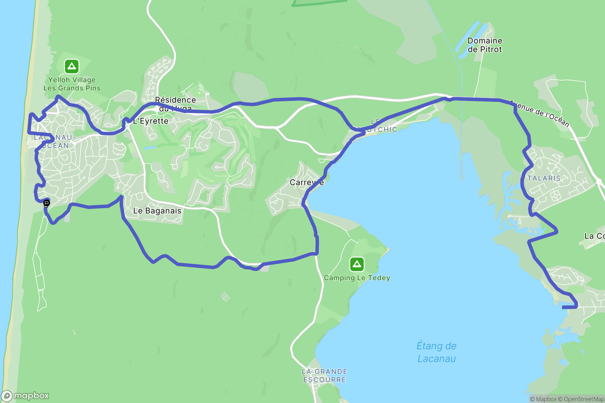 Lacanau : carte du parcours de randonnée - France