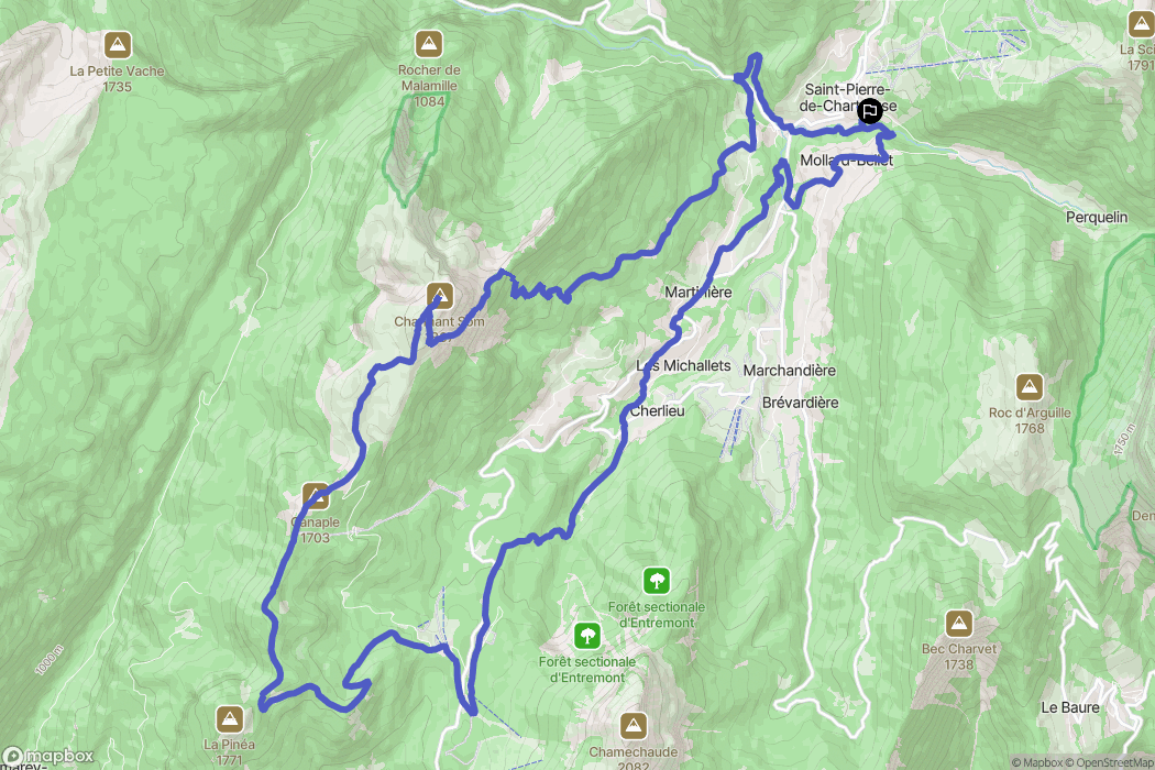 Saint-Pierre-de-Chartreuse : carte du parcours de randonnée - France