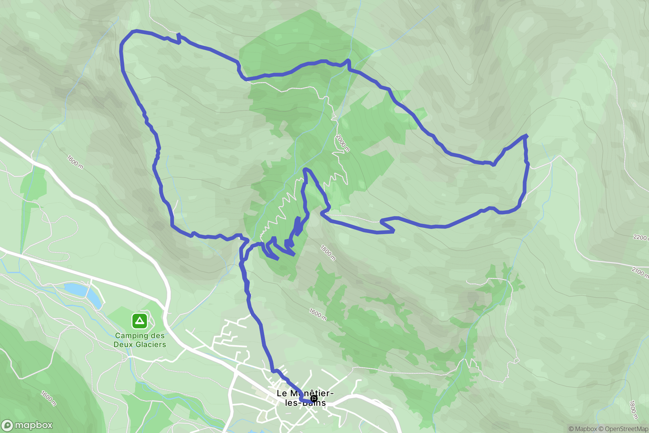 Le Monêtier-les-Bains : carte du parcours de randonnée - France