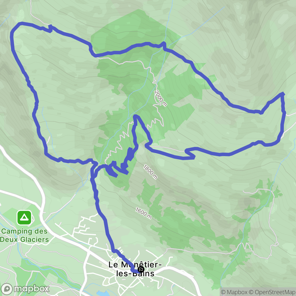 Le Monêtier-les-Bains : carte du parcours de randonnée - France
