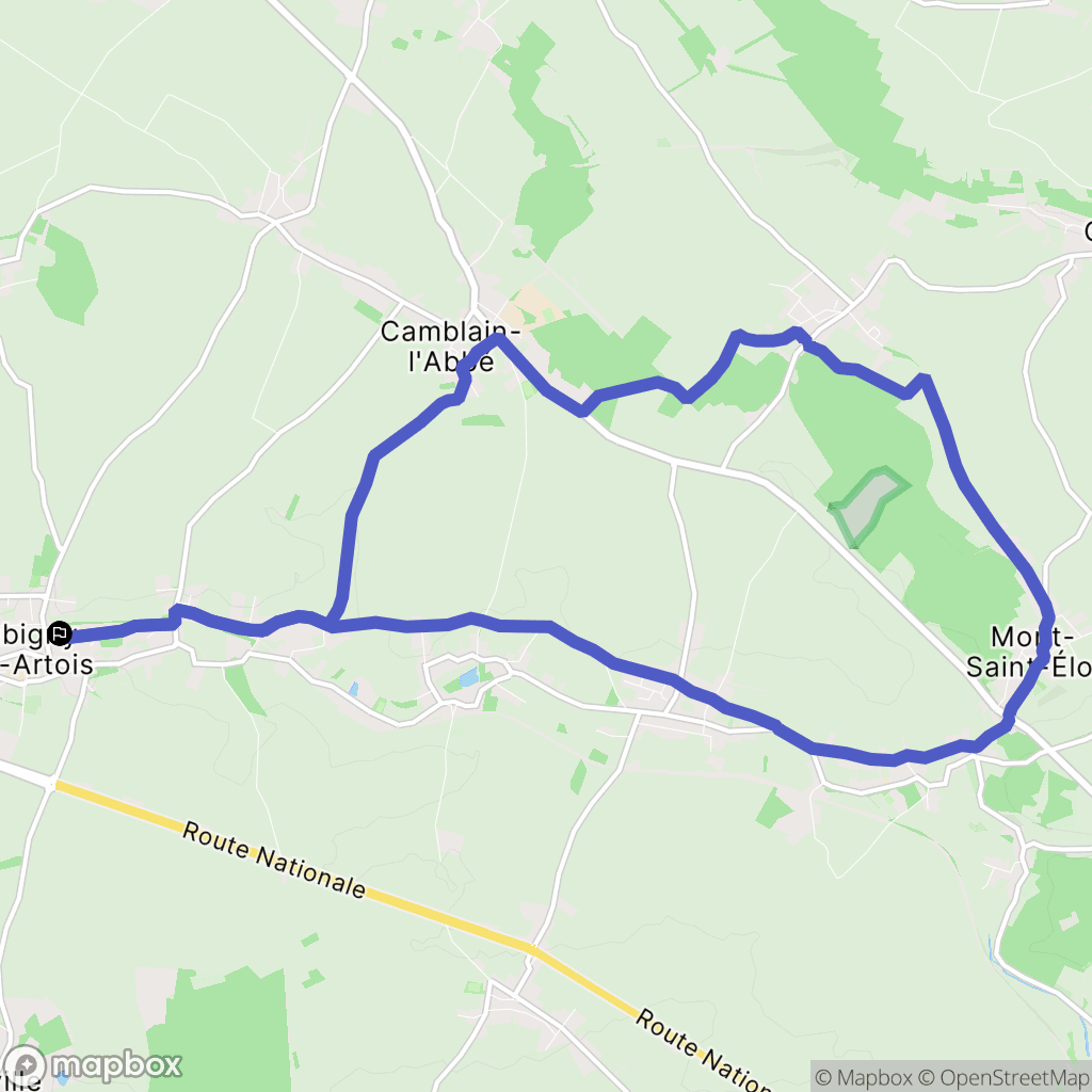 Aubigny en Artois : carte du parcours de randonnée - France