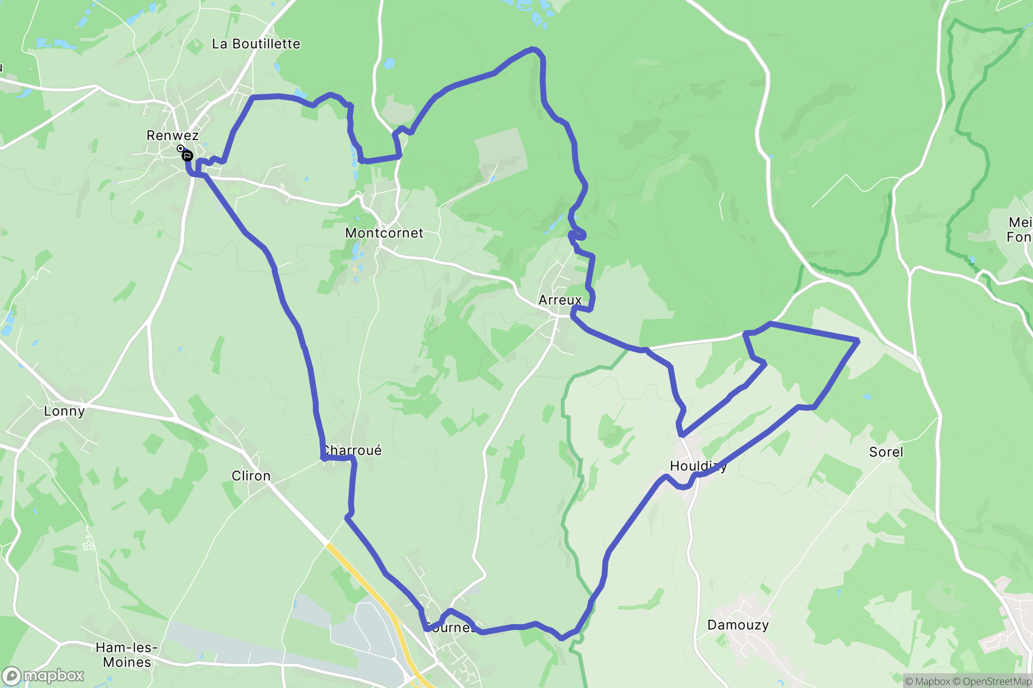 Renwez : carte du parcours de randonnée - France