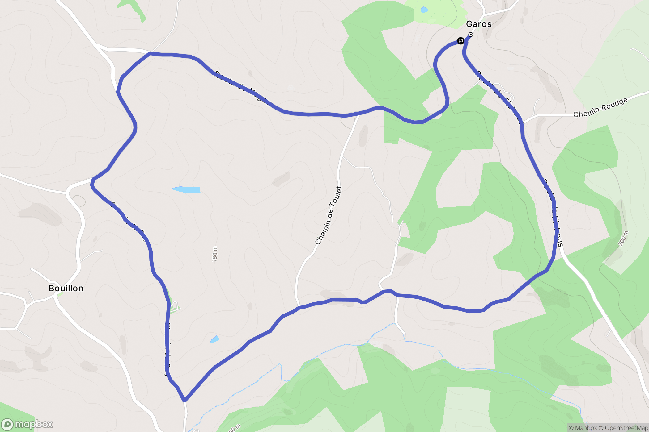 Garos : carte du parcours de randonnée - France
