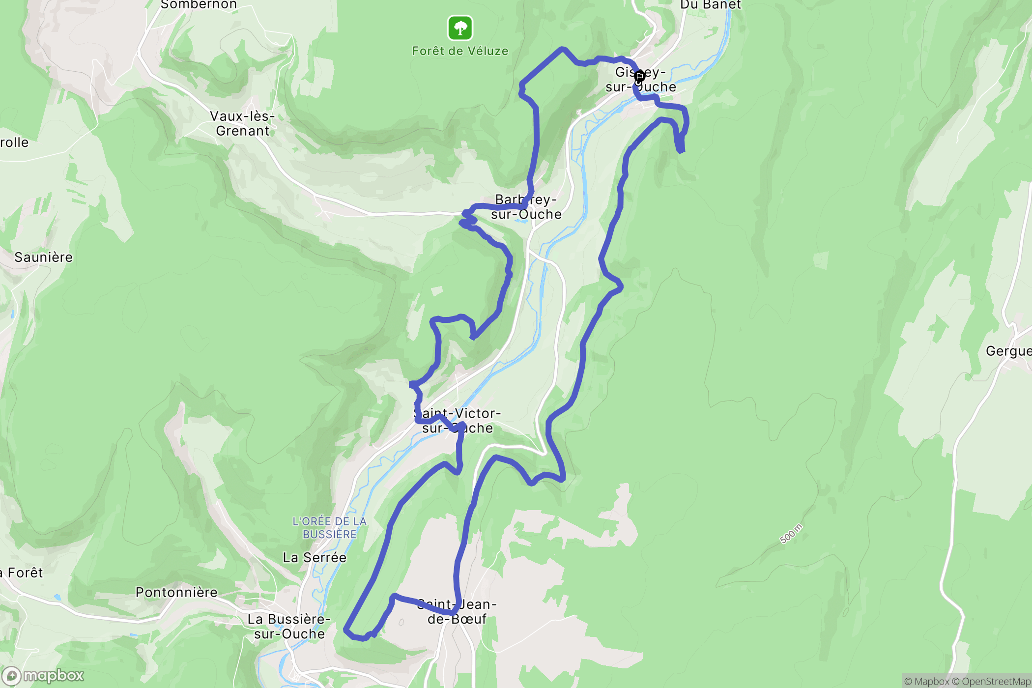 Gissey-sur-Ouche : carte du parcours de randonnée - France