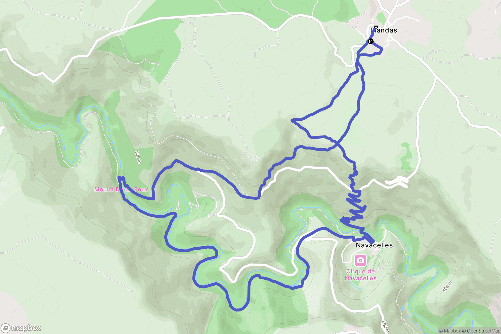 Blandas : carte du parcours de randonnée - France