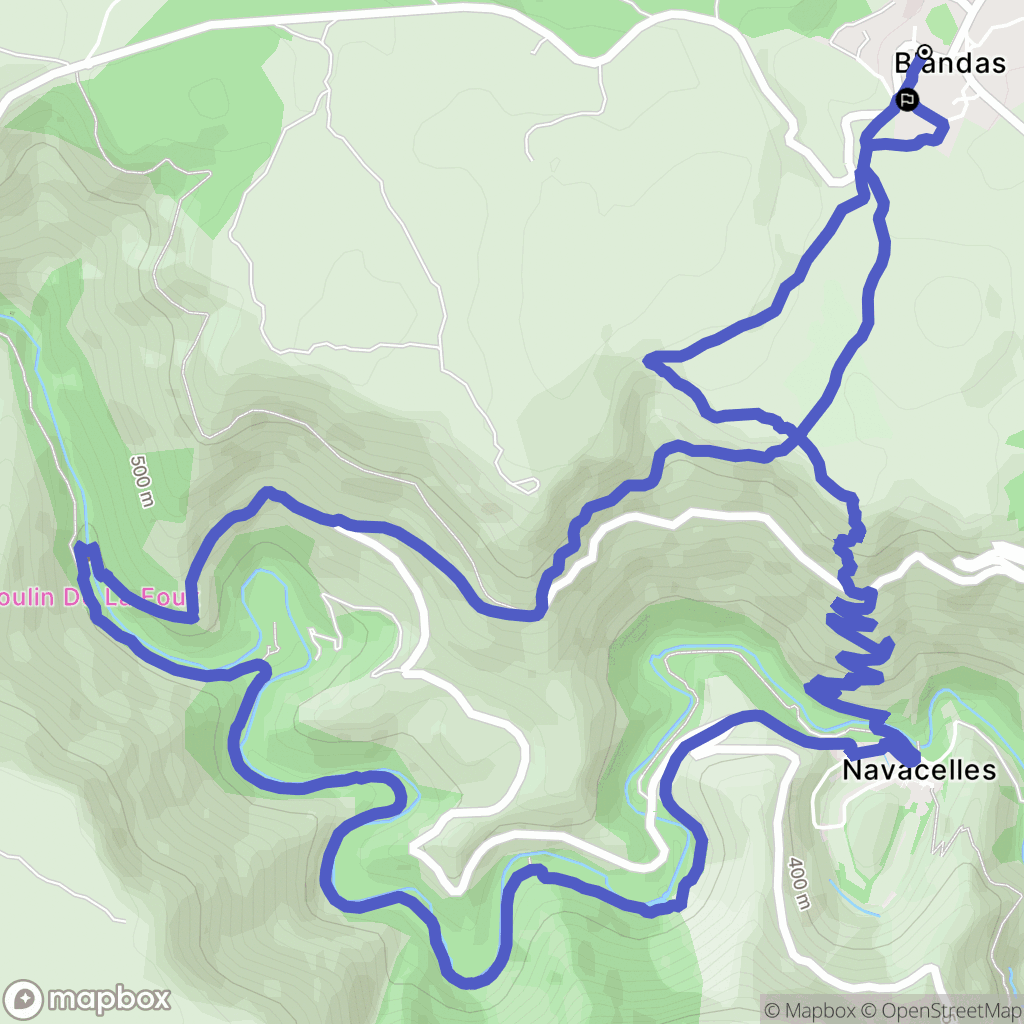 Blandas : carte du parcours de randonnée - France