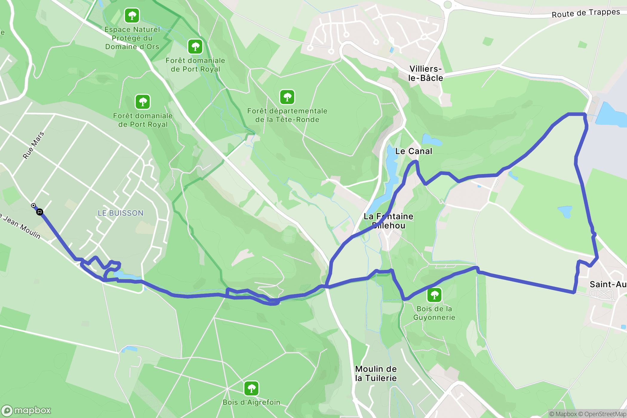 Magny-les-Hameaux : carte du parcours de randonnée - France