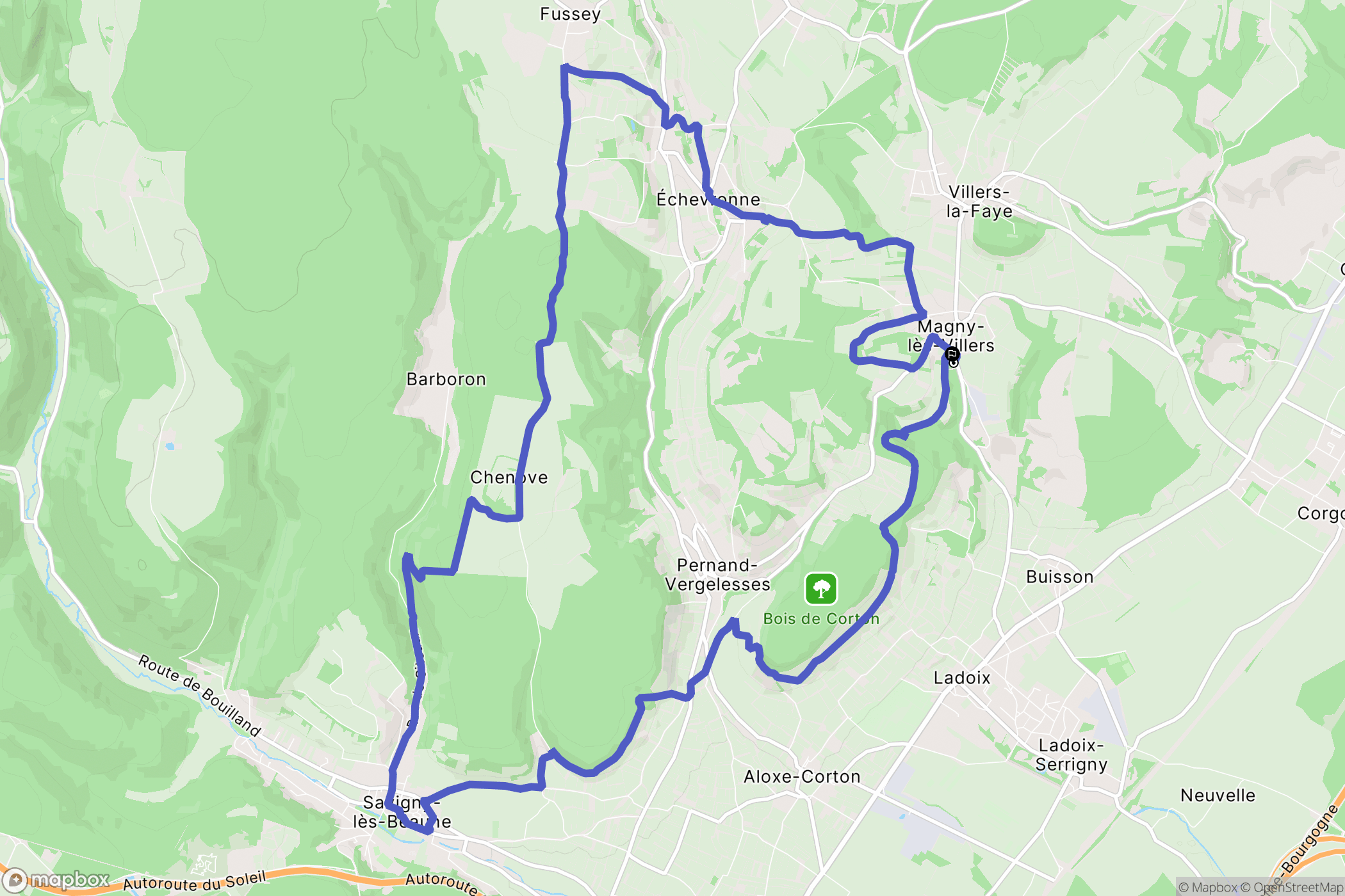 Magny-lès-Villers : carte du parcours de randonnée - France