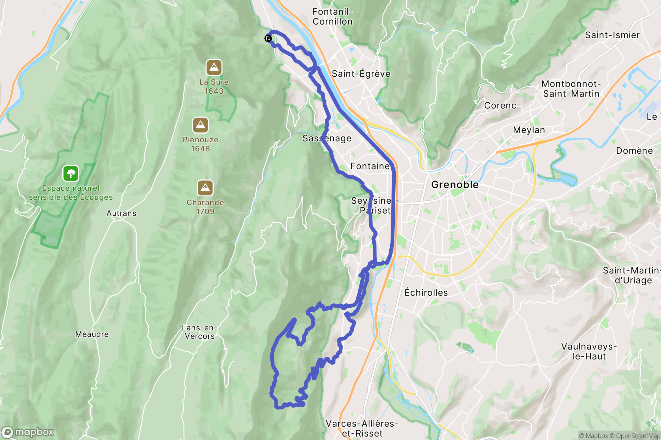 Noyarey : carte du parcours de randonnée - France