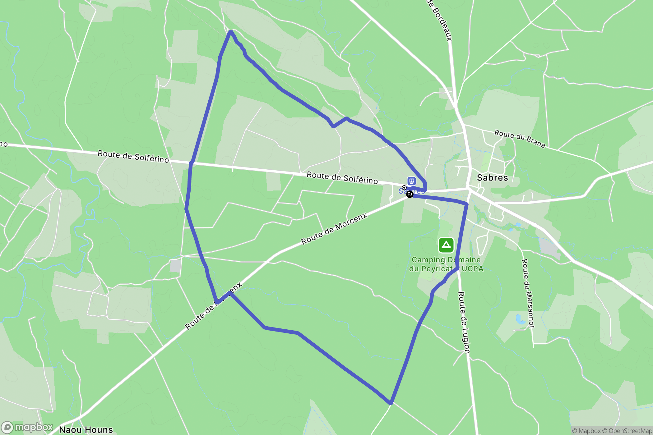Sabres : carte du parcours de randonnée - France