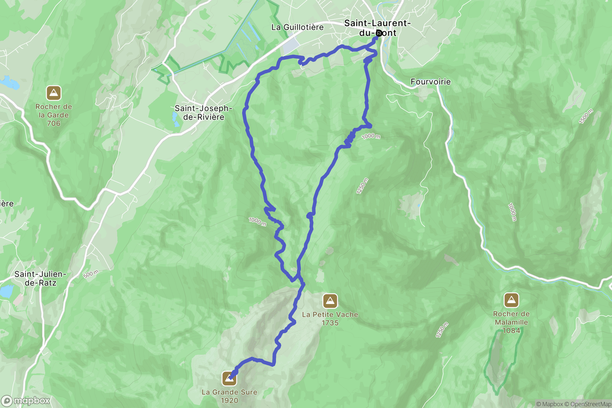 Saint-Laurent-du-Pont : carte du parcours de randonnée - France