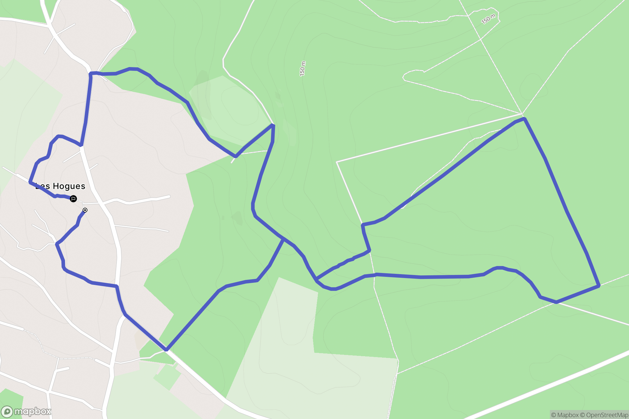 Les Hogues : carte du parcours de randonnée - France