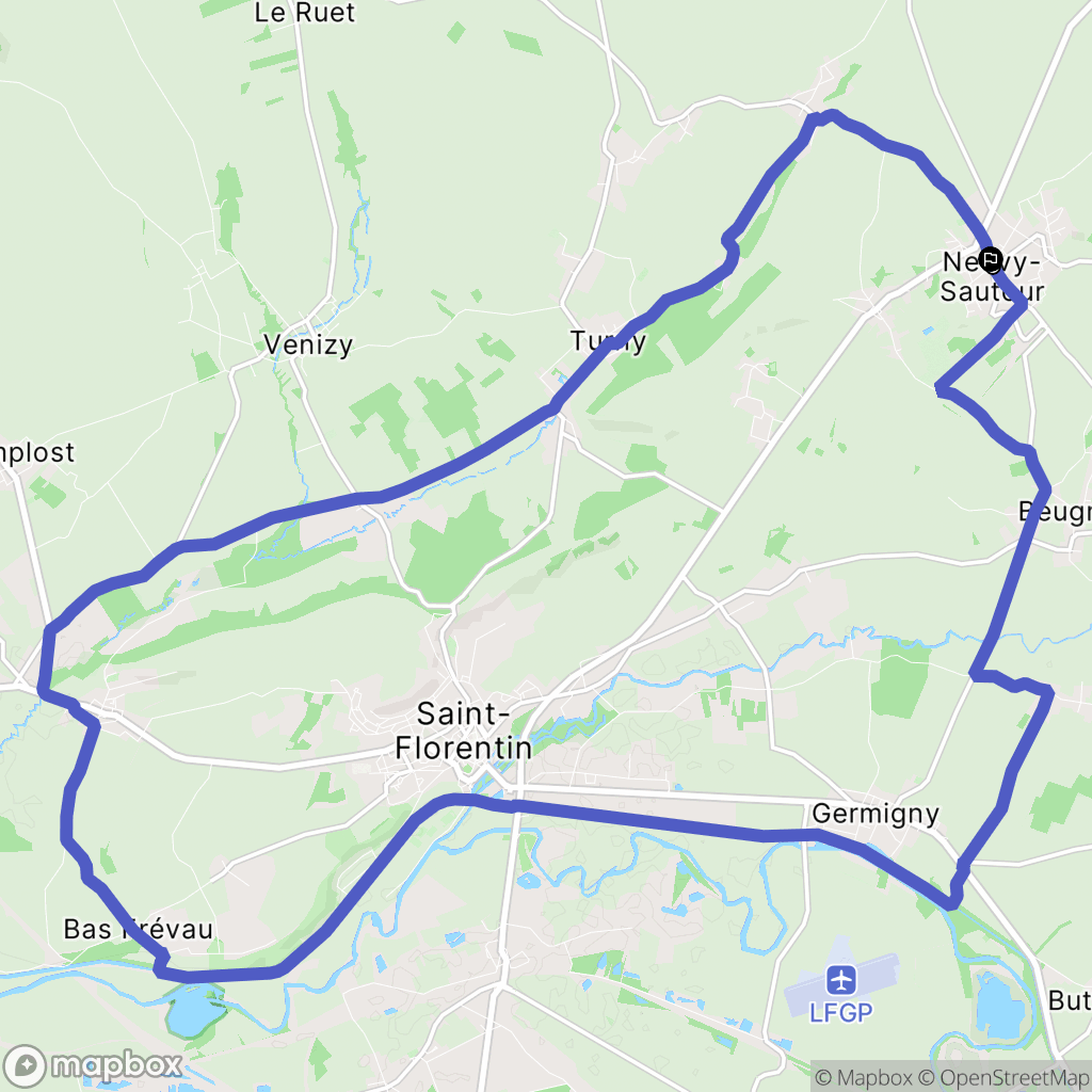 Neuvy-Sautour : carte du parcours de randonnée - France