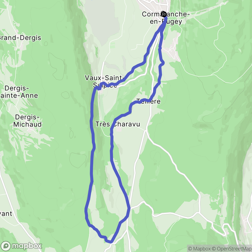 Plateau d'Hauteville : carte du parcours de randonnée - France