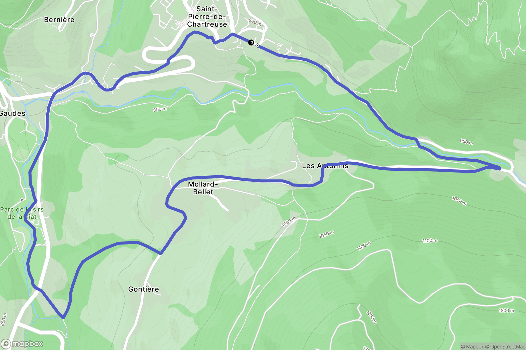 Saint-Pierre-de-Chartreuse : carte du parcours de randonnée - France