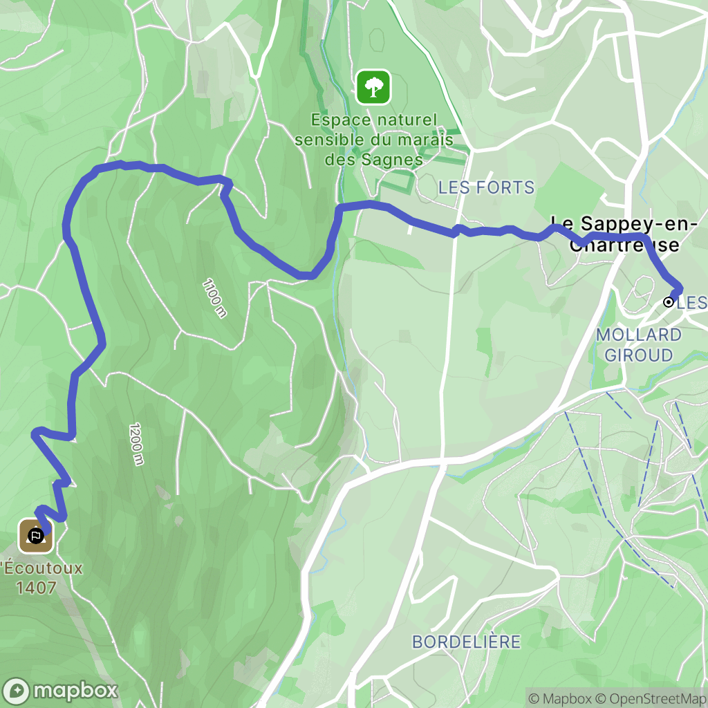Le Sappey-en-Chartreuse : carte du parcours de randonnée - France