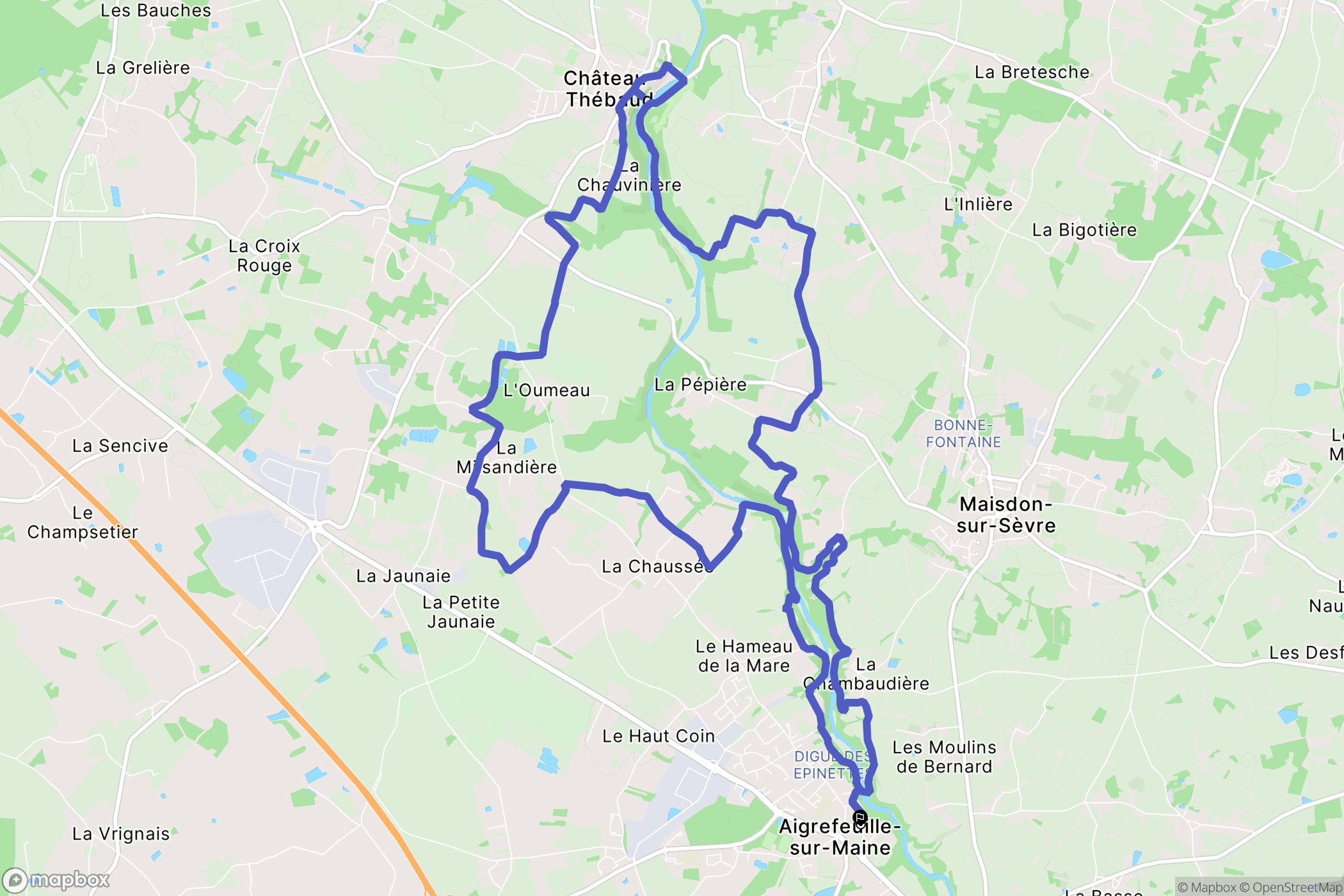 Aigrefeuille-sur-Maine : carte du parcours de randonnée - France