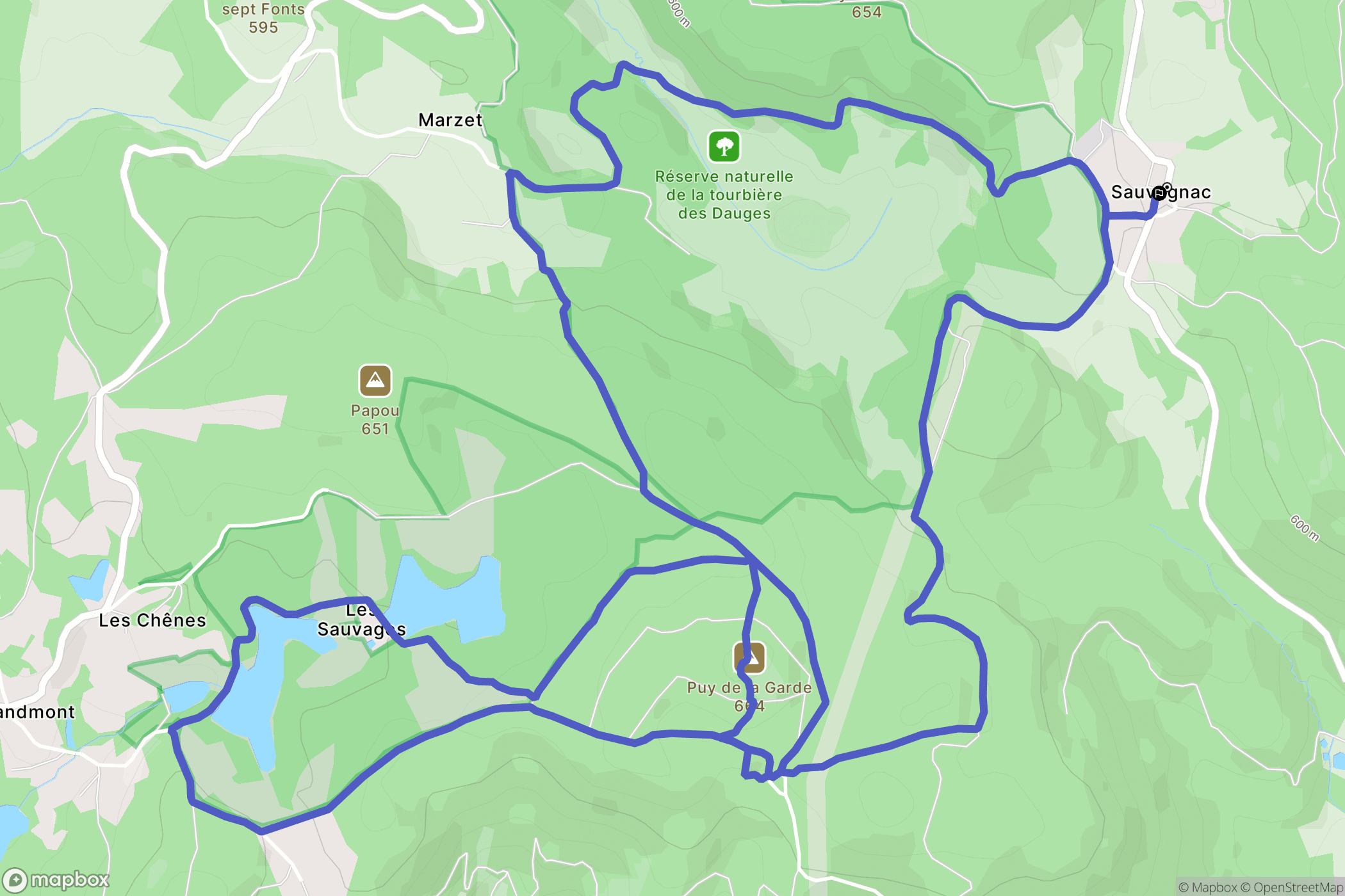 Sauvagnac : carte du parcours de randonnée - France
