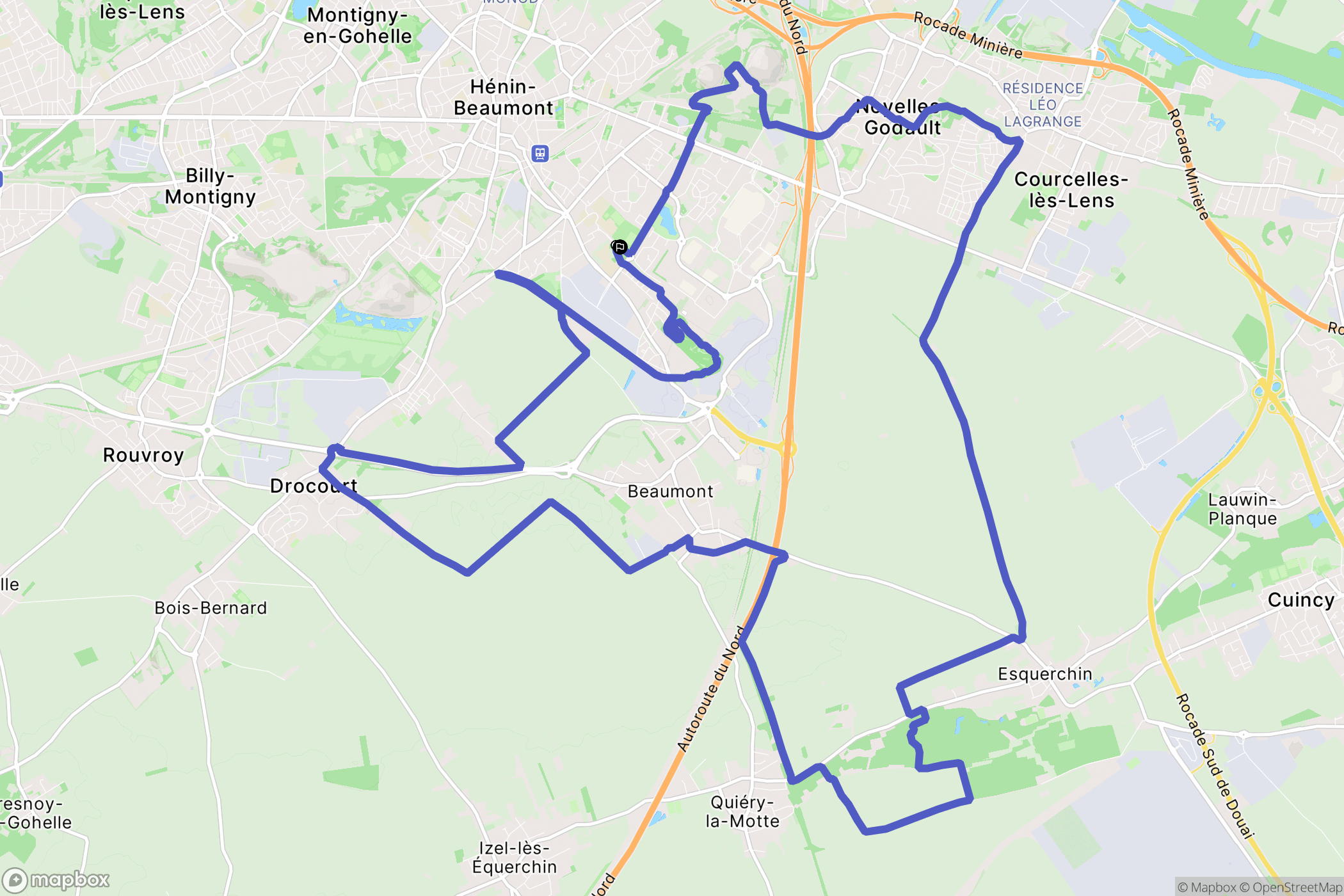 Hénin-Beaumont : carte du parcours de randonnée - France
