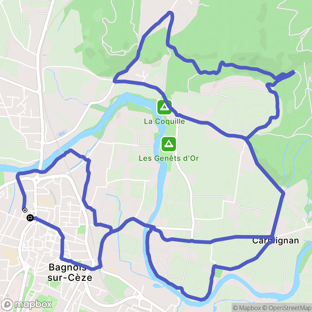 Bagnols-sur-Cèze : carte du parcours de randonnée - France