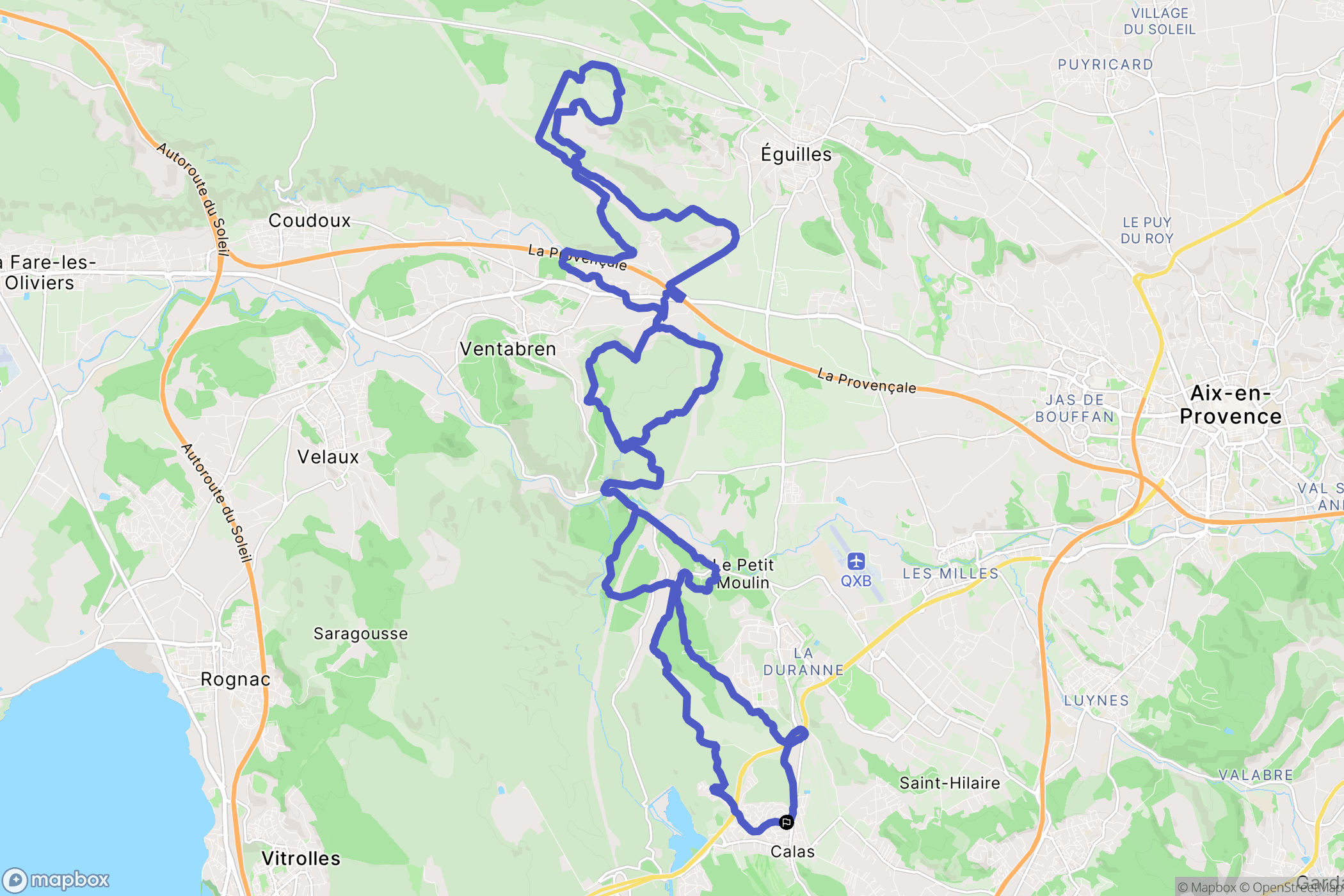 Cabriès : carte du parcours de randonnée - France