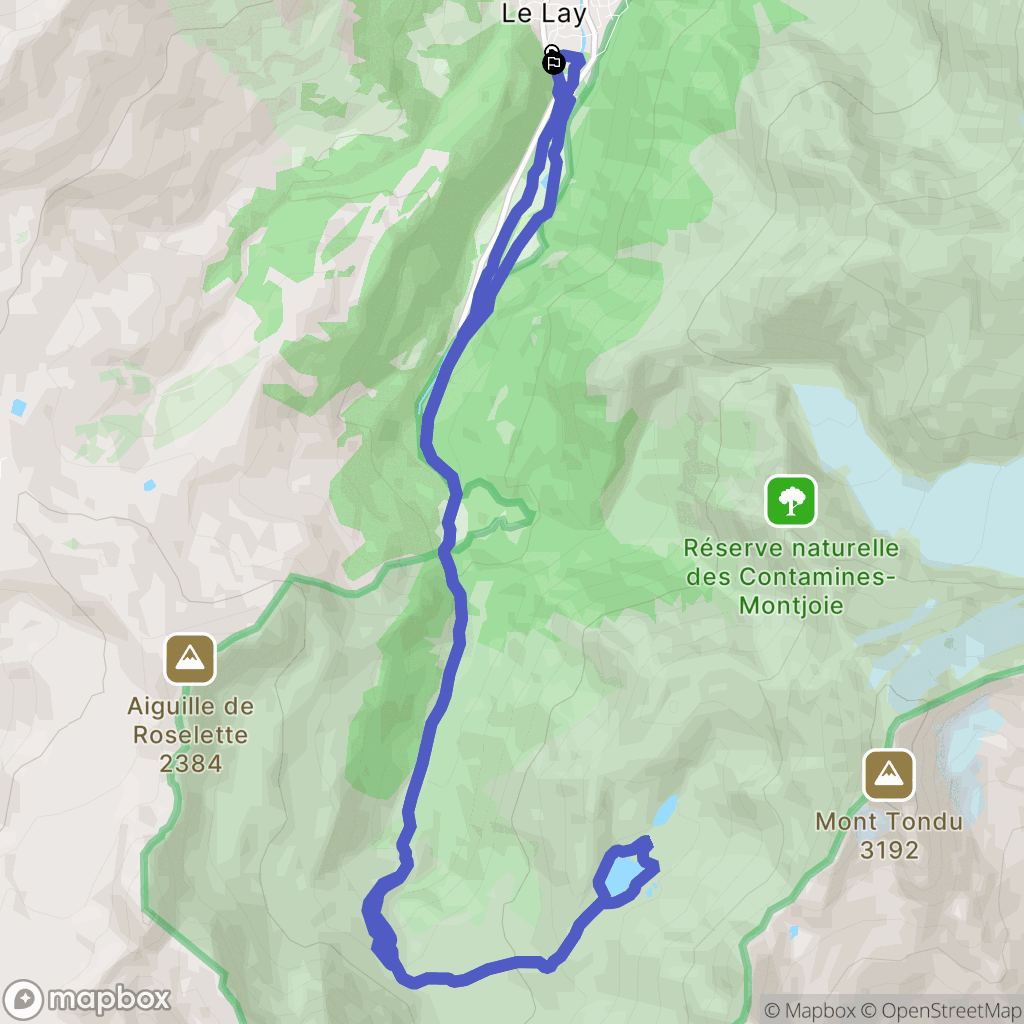 Contamines Montjoie : carte du parcours de randonnée - France