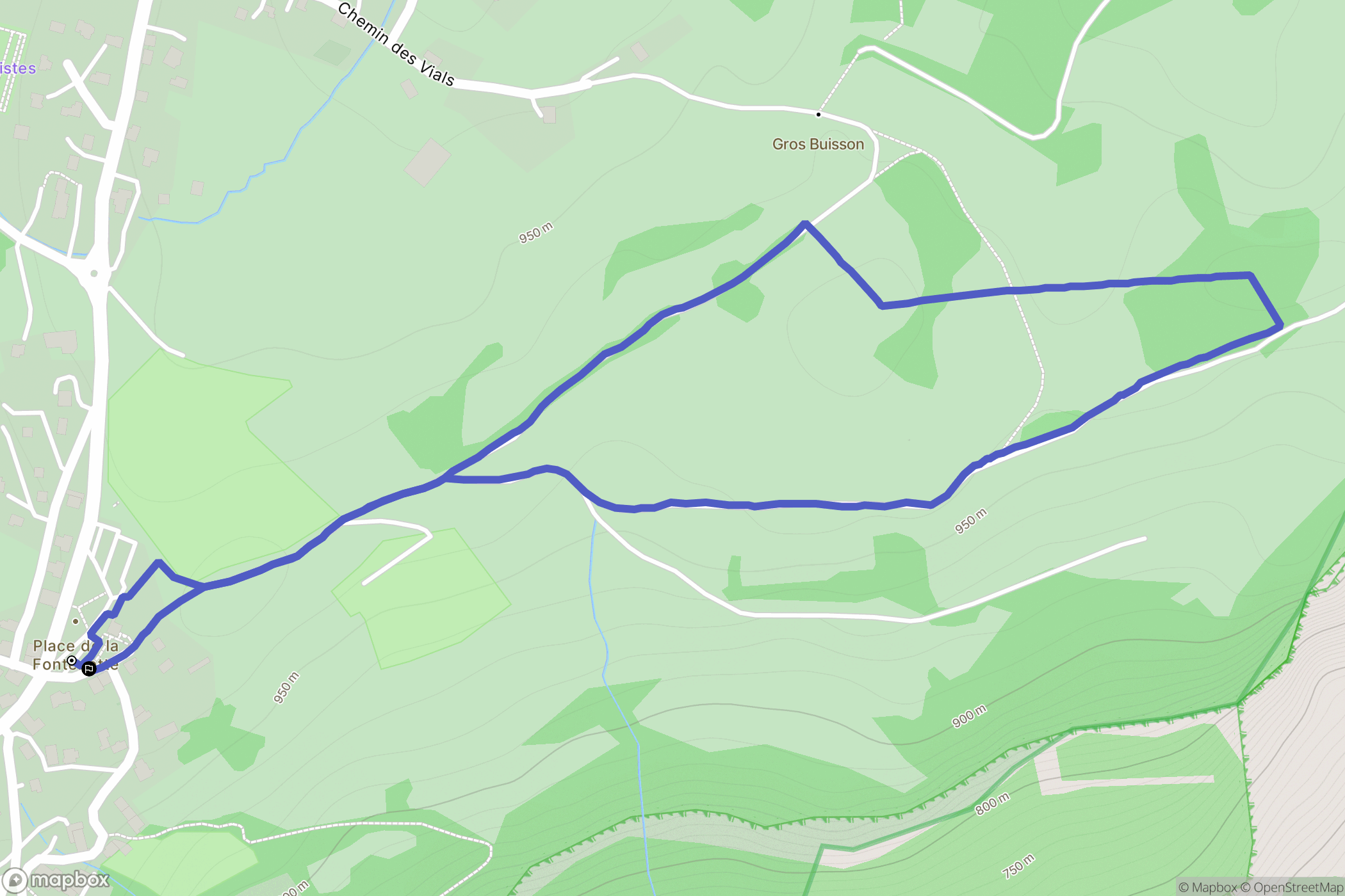 Plateau-des-Petites-Roches : carte du parcours de randonnée - France