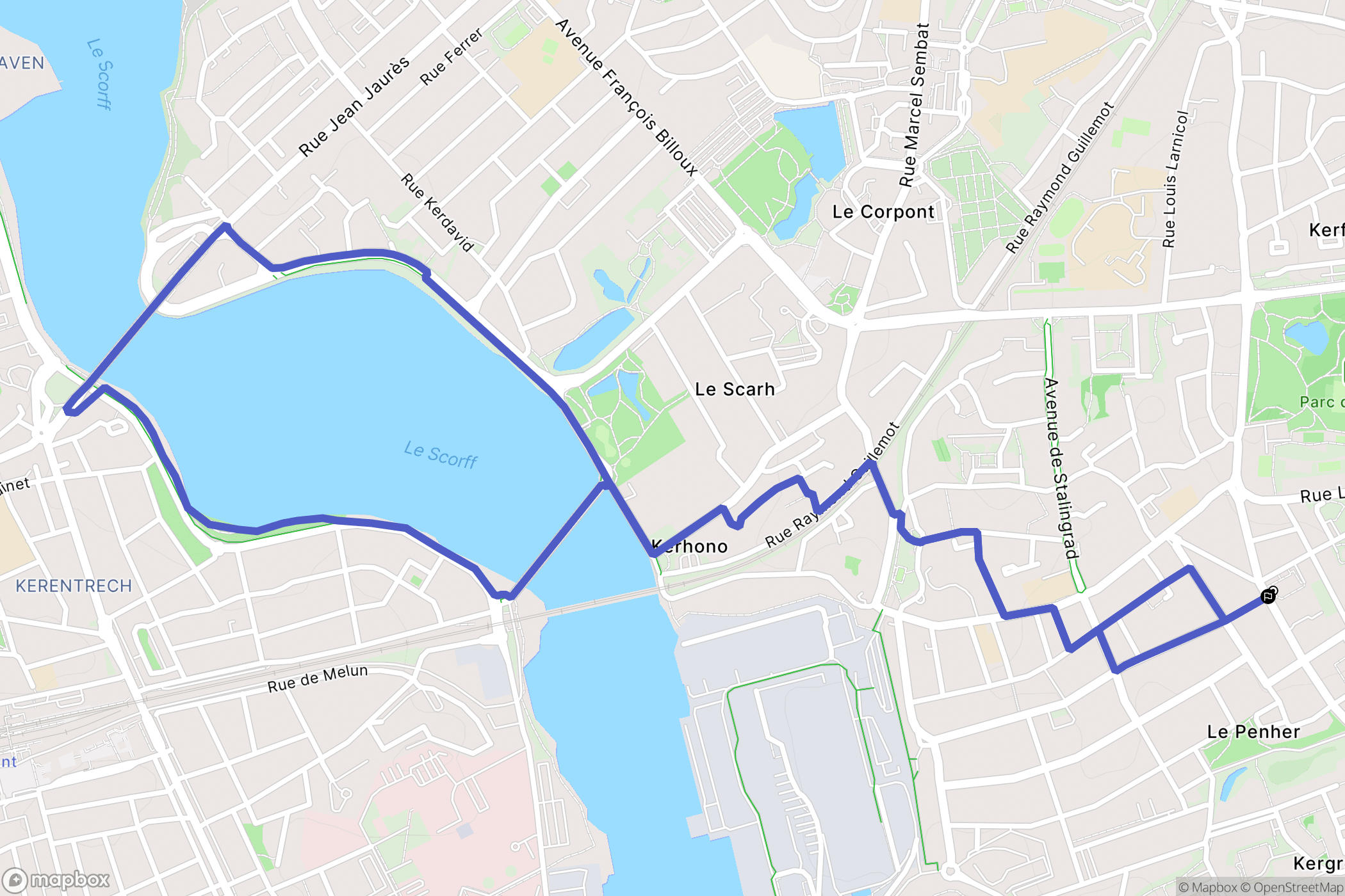 Lanester : carte du parcours de randonnée - France