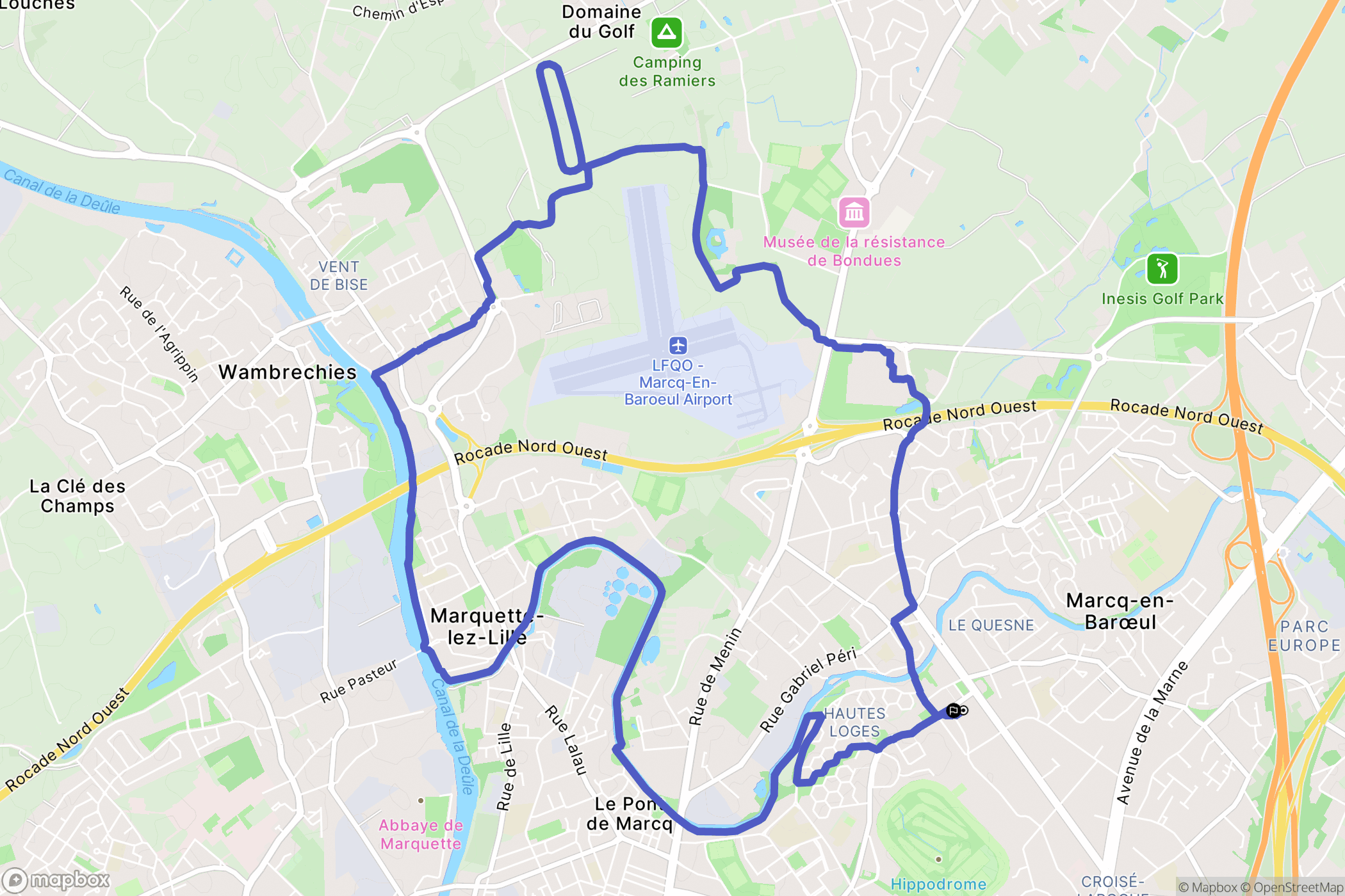 Marcq-en-Barœul : carte du parcours de randonnée - France
