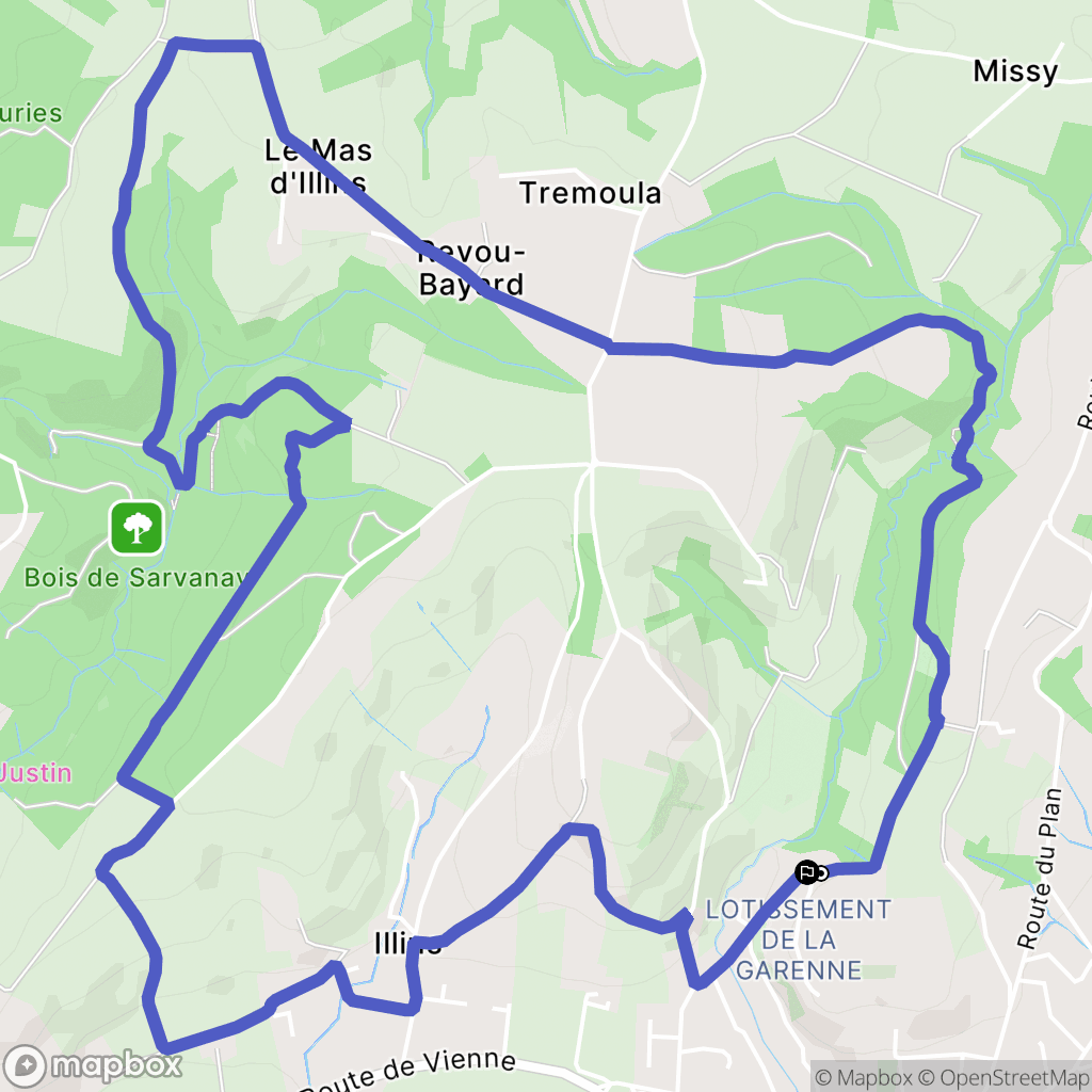 Luzinay : carte du parcours de randonnée - France
