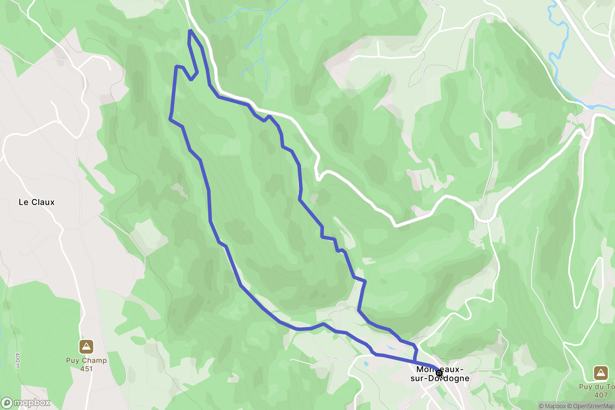 Monceaux-sur-Dordogne : carte du parcours de randonnée - France